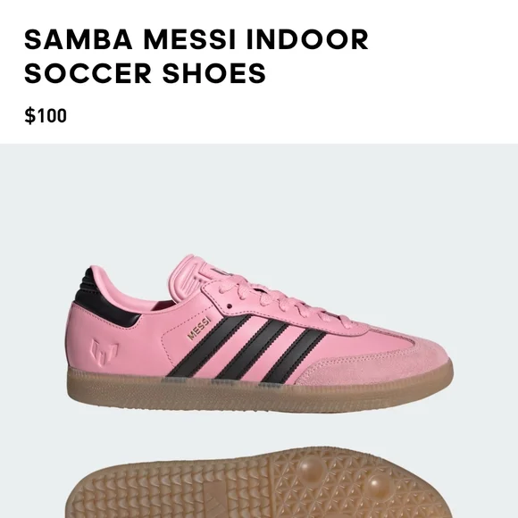 Adidas Pink Samba Messi Indoor Soccer Shoes - Picture 1 of 4